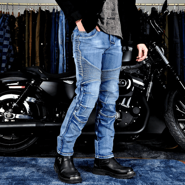 Pantalones vaqueros de motocicleta para hombre, estilo retro