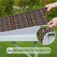 thumbnail image 6 of Boho Brown Geometric Ethnic Pattern Square Fitted Tablecloth with Elastic Edge,Square Table Cover,Washable Elastic Table Cover for Home Kitchen Party Decor 36"x36", 6 of 6