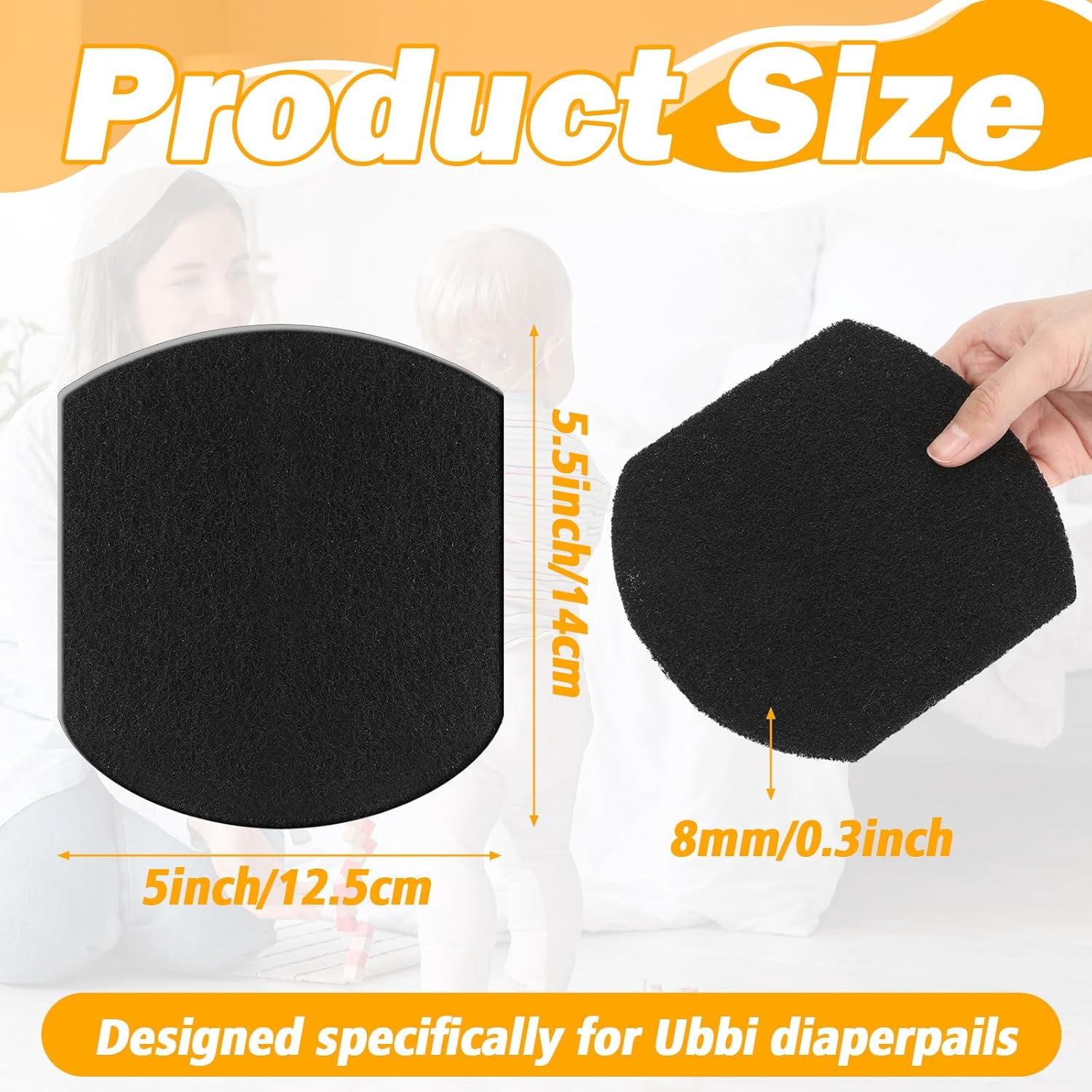 24 Pcs Baby Diaper Pail Deodorizer Compatible with Ubbi Diaper Pail Activated Charcoal Odor Absorbing Filters Refills for Natural Odor Eliminating No Smell