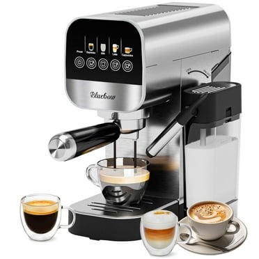 Bluebow Espresso Coffee Machine, 20 Bar Cappuccino & Latte Maker with Auto Milk Frother, Compact Design with Cup Warmer,Stainless Steel