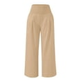 thumbnail image 6 of Lenpel Girls' Wide Leg Pants Elastic High Waisted Pleated Baggy Casual Trousers Loose Beach Pants with Pockets, 6 of 7