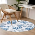 thumbnail image 5 of Water Blue Coral Round Area&nbsp;Rug 3ft Summer Shell Starfish Marine Life Non-Slip&nbsp;Washable Circle Rugs Soft Felt Indoor Floor Mat for Bedroom Kitchen Living Room Bathroom, 5 of 9