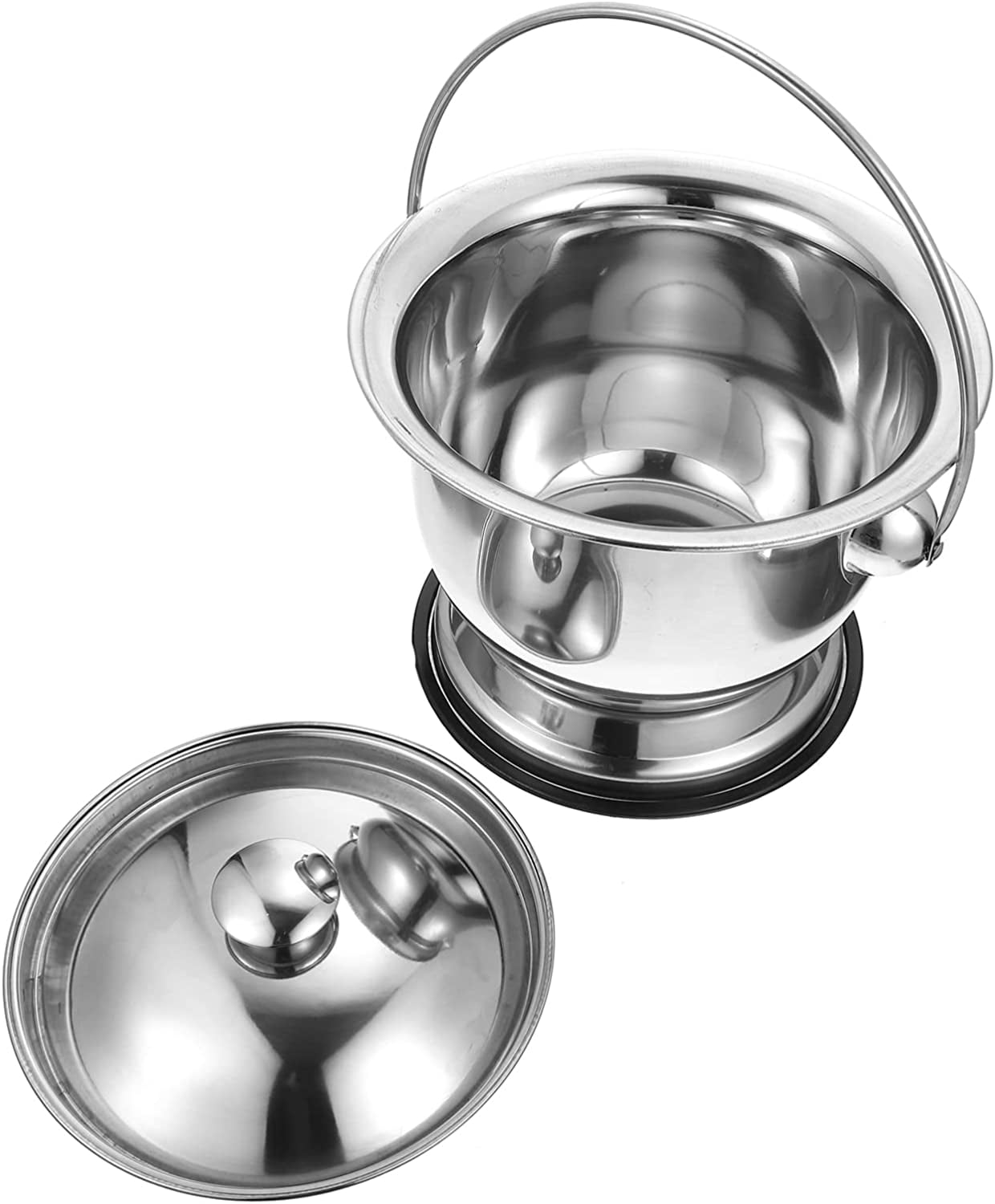 Handheld Potty Stainless Steel Chamber Pot Kid Urinal Potty Portable Bed Pan with Lid Handle