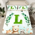 thumbnail image 2 of Feelyou Kawaii Bear Rabbit Twin Sheet Sets, Watercolor Cartoon Animal Twin Fitted Sheet, Initial L Letter Theme Flat Sheet, Lightweight Room Decor, 3-Piece, 2 of 7