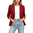 thumbnail image 4 of gbyLJF Women's 3/4 Ruched Sleeve Blazer Lightweight Single Button Front Office Jacket Casual Business Notched Lapel Cardigan, 4 of 8