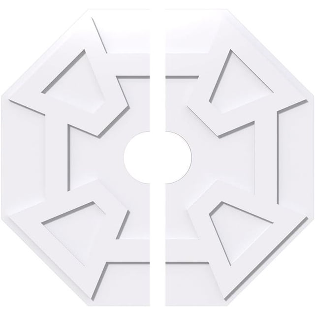 Ekena Millwork CMP34LG2-06000 34 Po OD x 6 Po ID Carré Logan Architectural Grade PVC Contemporain Médaillon de Plafond - 2 Pièces