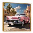 thumbnail image 2 of Designart "Nostalgic Pink Automotive Charm" Landscape Retro Floater Framed Wall Decor, 2 of 5