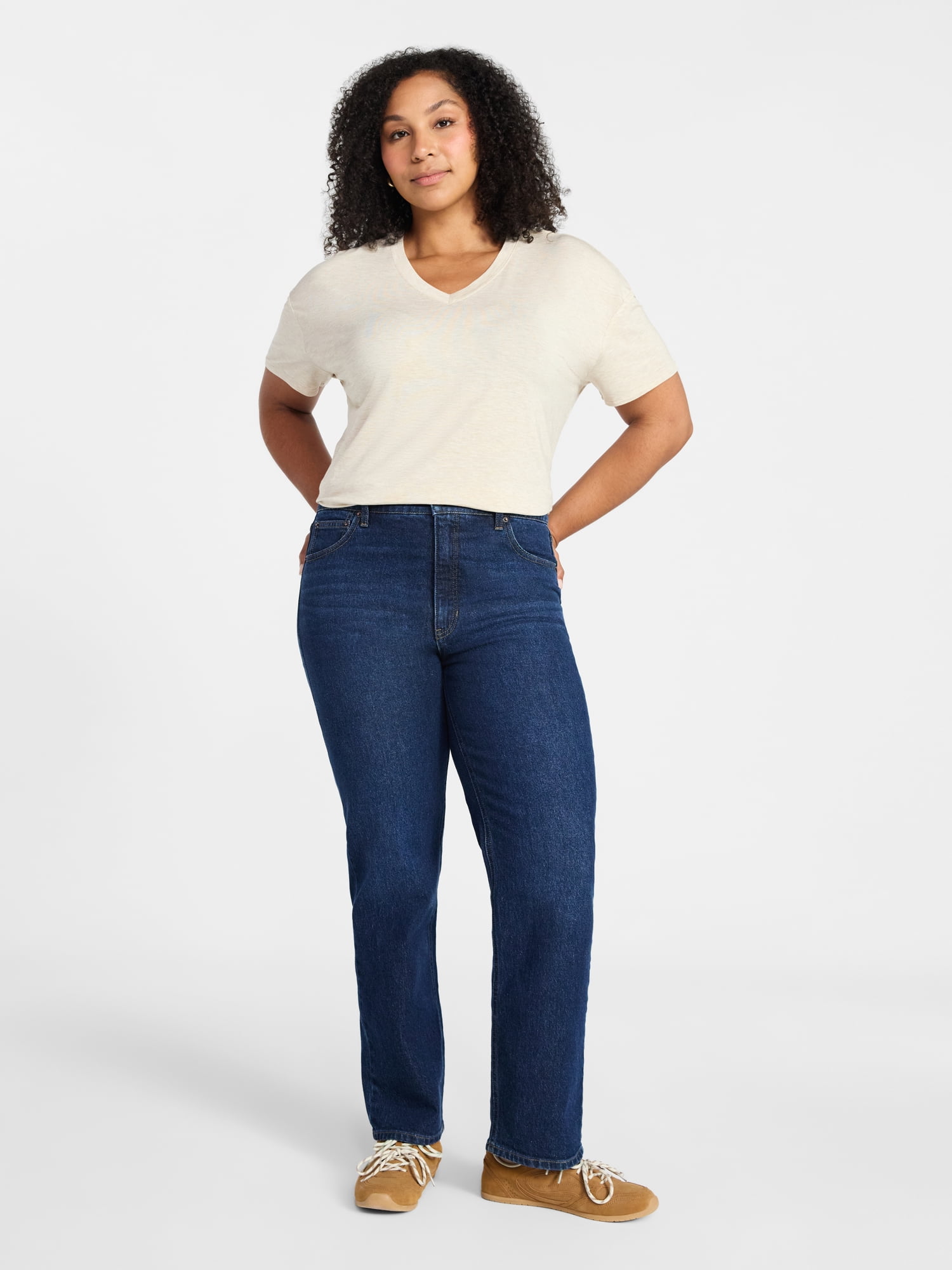 Time and Tru Women's High Rise Straight Leg Jeans, 30" Inseam, Sizes 0-22, 0S-22S