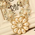 thumbnail image 3 of AYYUFE Women's Elegant Pearl Rhinestone Flower Bib Collar Necklace Choker, 3 of 8