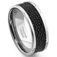 thumbnail image 1 of Titanium Kay Tungsten Carbide Black Stingray Leather Wedding Band Ring Sz 11.5, 1 of 4