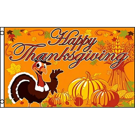 Happy Thanksgiving Turkey Polyester Outdoor Flag, 3 by 5-Feet, Printed on one side all the way through the fabric By Best (The Best Thanksgiving Turkey Rub)