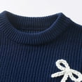 thumbnail image 6 of SonxaHe Infant Girl' Sweaters Hand Embroidered Bow Cable Knit Top Kids Pullover Comfy Warm Loose Winter Sweaters Blue,Sized 9-12 M, 6 of 6