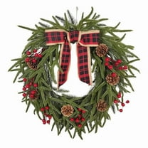 Kurt S. Adler 24 in. Unlit Berries & Pinecone Rattan Wreath - Green