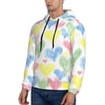 thumbnail image 3 of Rateoe Hand Drawn Colored Hearts Pattern Mens Hoodie, Pullover Hooded Sweatshirt, Kangaroo Pocket Hoodie Ideal for Daily Wear, Travel and Home-X-Large, 3 of 7