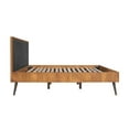 thumbnail image 5 of Coco Rustic Oak Wood Upholstered Faux Leather King Platform Bed, 5 of 6