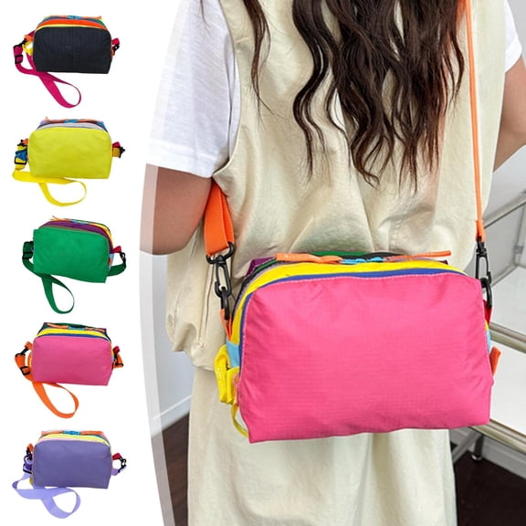 Feledorashia Crossbody Bag for Women, Shoulder Purse Large Capacity, Portable Cosmetic Handbag with Adjustable Strap, Color Block Design, Durable Polyester Material, Casual Travel and Outdoor Use