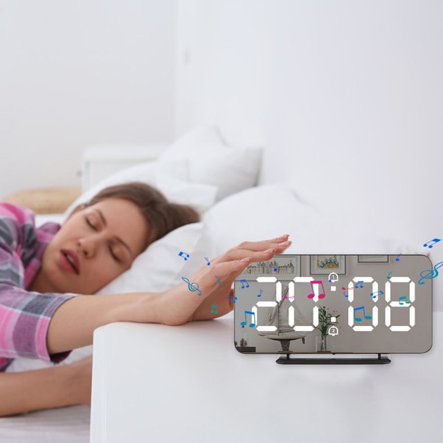 Ganfancp Oferta Limitada Lazy Alarm Clock Led Temperatura Espejo Doble Alarma Reloj Electrónico Imprescindible para Dormir Soporta Carga Usb Ofertas y Liquidaciones 1X Reloj Despertador,1X Manual,1X