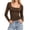 Brown, variant on Polka Dot Long Sleeve Tops for Women Square Neck Slim Fitted Stretchy Fabric Casual Layering Tops