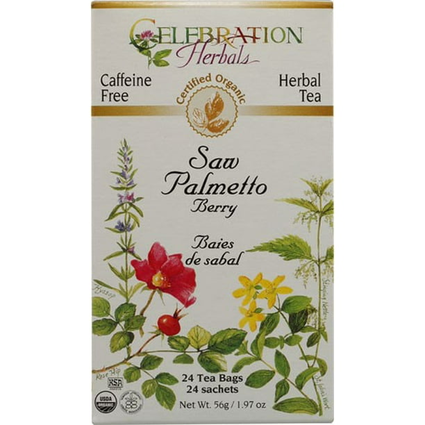 Celebration Herbals Organic Saw Palmetto Berry Tea Caffeine Free 24 Herbal Tea Bags Walmart