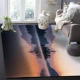 thumbnail image 2 of Tapis de Salon Paysage Coucher de Soleil, 3x5ft Château Tapis Réfléchissant, Dos Antidérapant Lavable en Machine Intérieur Extérieur, 2 of 6