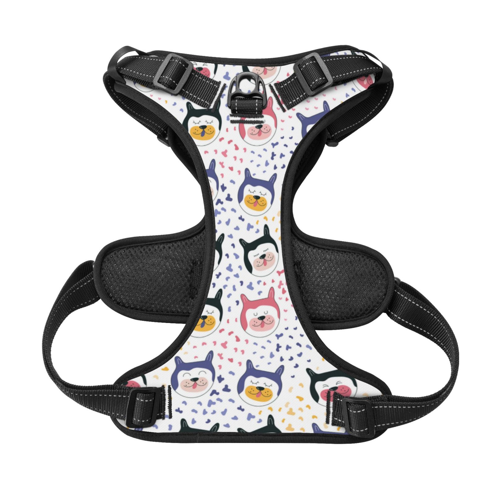 Kdxio Cute Dog Print No Pull Dog Harness Adjustable Reflective Oxford Easy Control Medium Large Dog Harness for Training and Everyday-Large