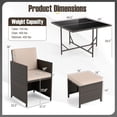 thumbnail image 3 of Costway 9 PCS Patio Dining Set with Tempered Glass Table & Ottoman Removable Cushions Beige, 3 of 10
