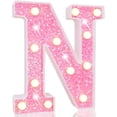 thumbnail image 1 of LED Marquee Letter Lights, Light Up Pink Letters Glitter Alphabet Letter Sign Battery Powered for Night Light Birthday Party Wedding Girls Baby Gifts Home Christmas Decoration, Pink Letter N, 1 of 6