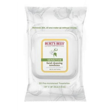 Burt's Bees Sensitive Facial Cleansing Towelettes with Cotton Extract 30 ea
