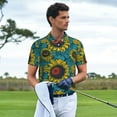thumbnail image 3 of Pofeuu Sunflowers Print Men's Loose Fit Midweight Short-Sleeve Pocket Polo-3X-Large, 3 of 6