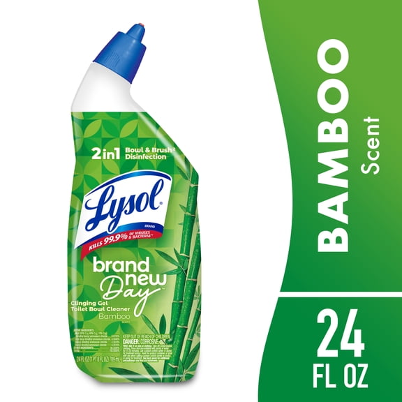 Lysol Toilet Bowl Cleaner Clinging Gel, Cleaning, Disinfecting, and Stain Removal, Bamboo Scent, 24 fl oz.