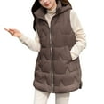 thumbnail image 4 of Busydd Women Puffer Vest Solid Color Hooded Womens Down Vest Sleeveless Zipper Warm Winter Vest for Women Casual Thermal Puffer Jacket L, 4 of 7
