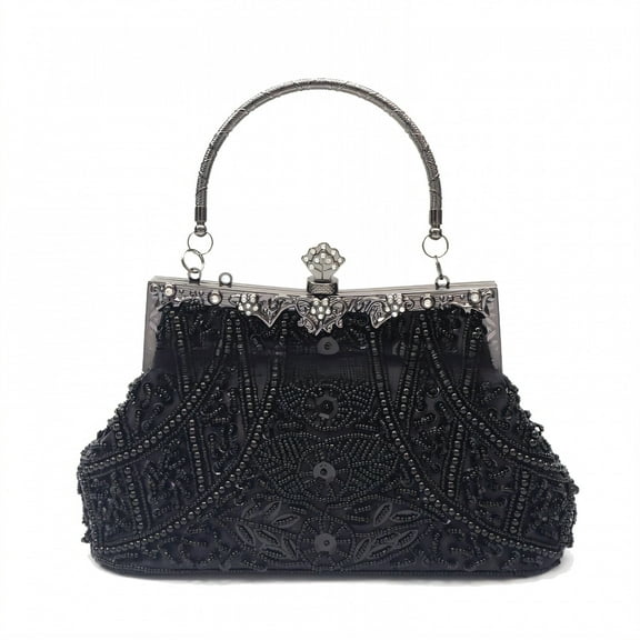 GASTROPOD Evening Bag,Bag Style Clutch Purse,1920S Retro Ladies Purses,Black