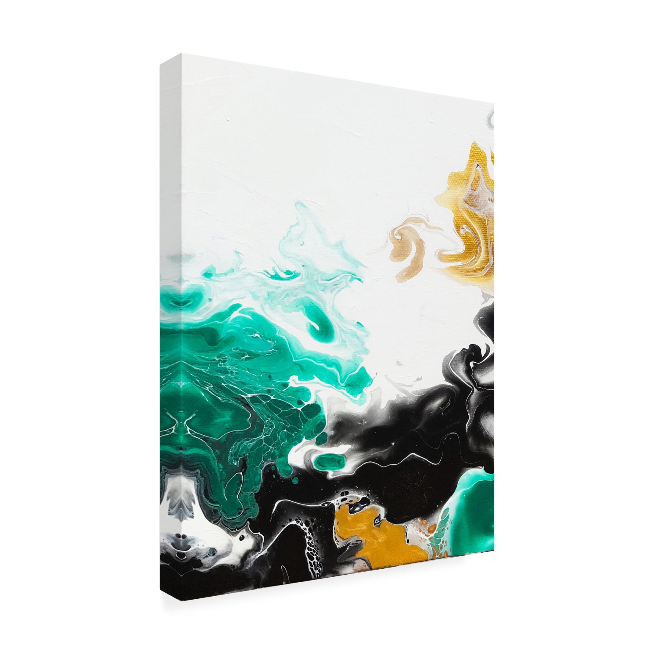 Trademark Fine Art Alyson Storms  Green and Gold Ribbons 3 Canvas Wall Art