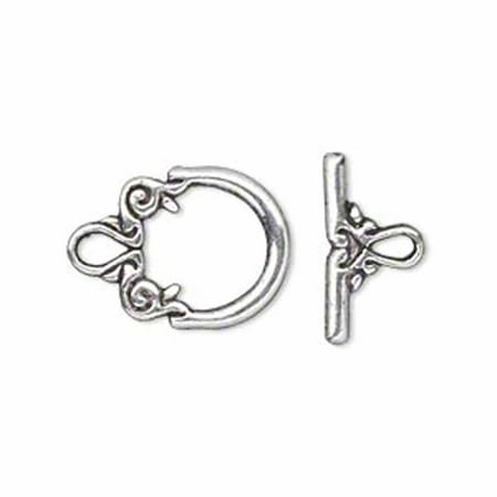 Cross Toggle Clasp - 19 Antiqued Silver Pewter Toggle Clasps 2 Side Design 14mm Loop 17mm Bar