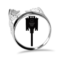 thumbnail image 1 of Display Screen Cable Black Plug Ring Adjustable Love Wedding Engagement, 1 of 3