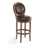 Armen Living Greece 26" Counter Height Swivel Wood Bar Stool in Chestnut Finish and Kahlua Pu by Armen Living