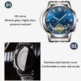 thumbnail image 6 of Men Quartz Analog Watch Accurate Timekeeping Stainless Steel Chronograph Business Dress Wristwatch Silver Shell Blue Face (7.48 in / 19.0 cm), 6 of 9