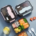 thumbnail image 3 of FastXmas Bento Box for Adult, 2-Compartment Transparent Plastic Food Container with Utensil Set, BPA-Free Leak-Proof Meal Prep Container Microwave & Dishwasher Safe for Office Travel, 3 of 9