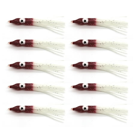 ziertyon 10Pcs 3.54inch/2G Soft Squid Skirt Bait Luminous Realistic Silicone Saltwater Trolling Fishing Artificial Glow Octopus Lure Fishing Accessories