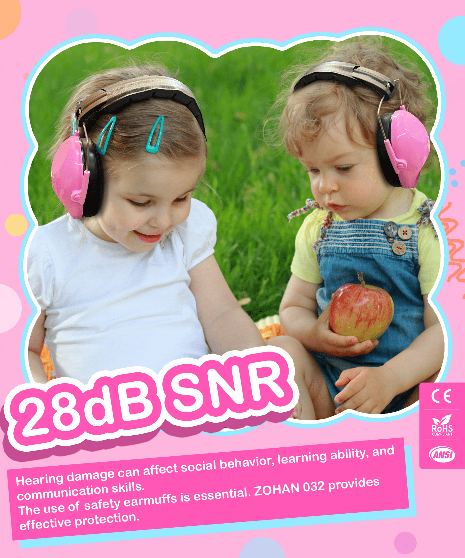 ZOHAN 2 Pack Kids Noise Cancelling Headphones, 25dB NRR Kids Ear Protection for School Travel Autism