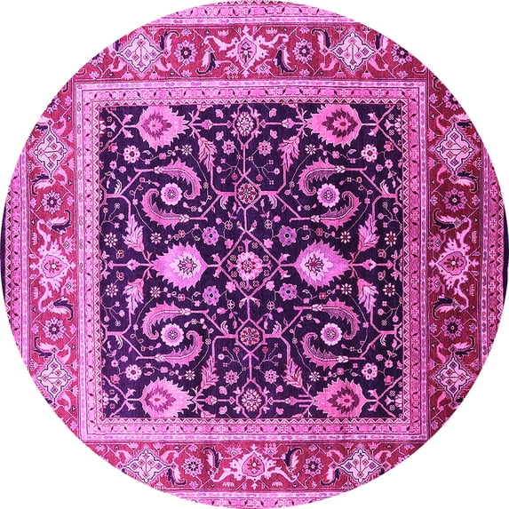 Ahgly Company Indoor Round Oriental Pink Industrial Area Rugs, 4' Round