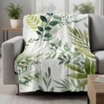 thumbnail image 2 of Green Leaves Blanket Soft Cozy Warm Throw Blanket for Couch, Plush Fuzzy Flannel Fleece Blankets for Sofa, Summer Botanical Farmhouse Watercolor Leaf Bed Blankets Lightweight Gifts for Women, 40"x50", 2 of 9