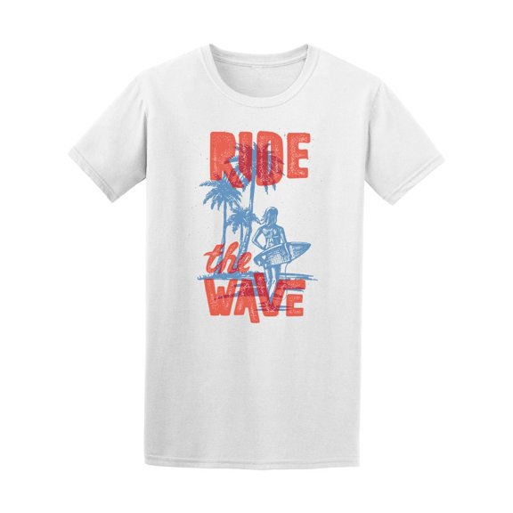 Cute Girl Surf Ride The Wave Tee Men's -Image by Shutterstock