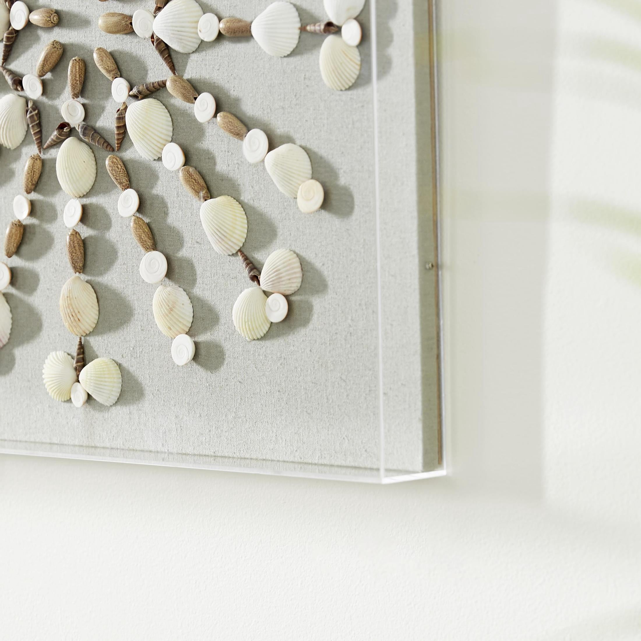 24" x 24" Clear Shell 3D Shadow Box with Gray Fabric Backing, by DecMode