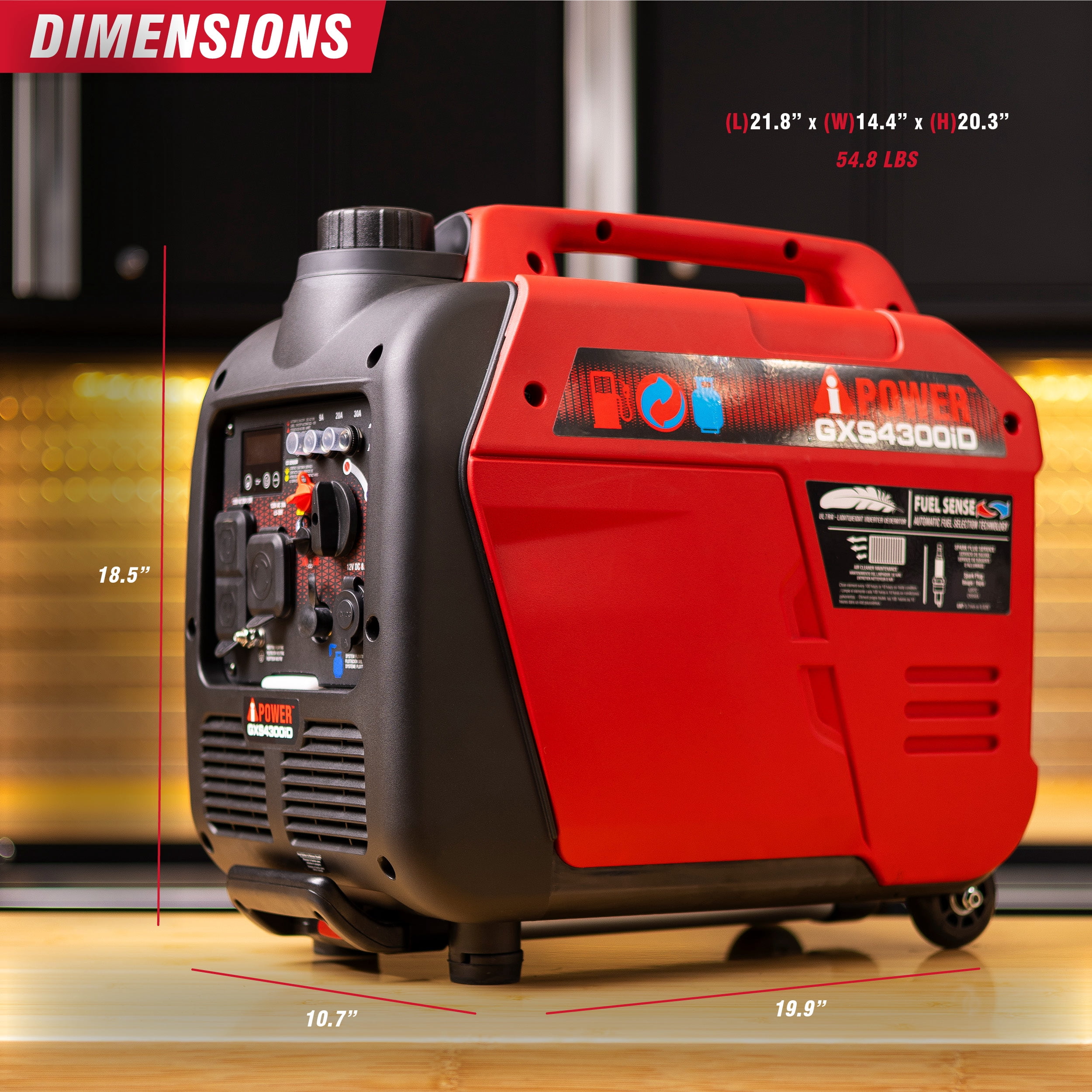 A-iPower 4300-Watt Dual Fuel Inverter Generator with Recoil Start and CO Sensor