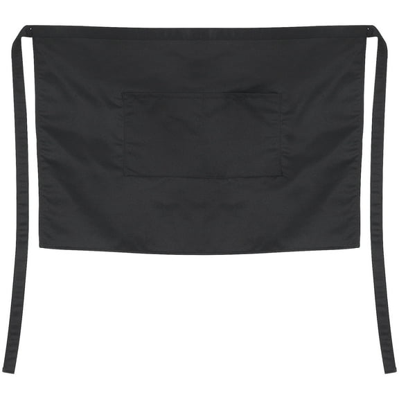 KONTONTY 1Pack Black Polyester Server Aprons for Waitress in Restaurants and Hotels