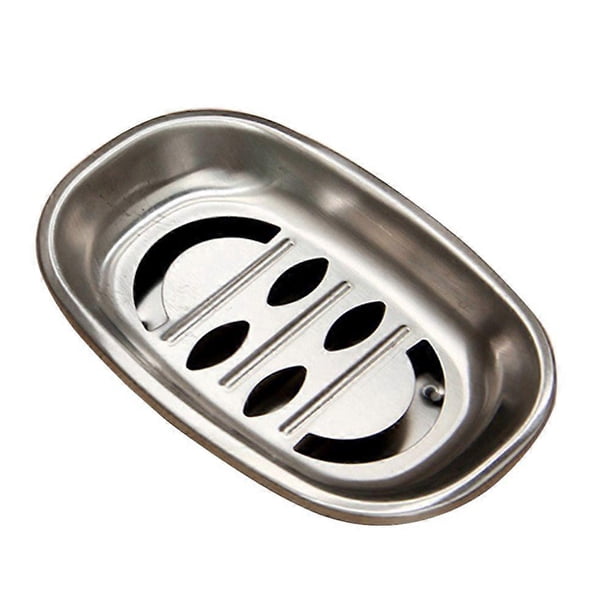 Double Layer Stainless Steel Soap Dish Tray Double Draining Soap Box Holder for Shower Bathroom Kitchen (Oval Laugh)