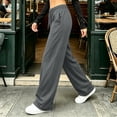 thumbnail image 5 of LEAVINGSUO Women's Wide Leg Sweatpants Drawstring High Waist Soft Fleece Lined Track Pants With Pockets Fall Winter Workout Jogge Dark Gray S, 5 of 6