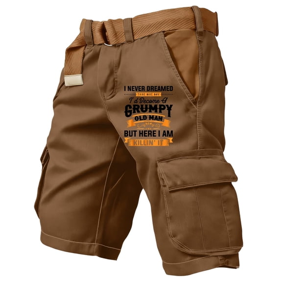 Dwelliawo 250 Anniversary Usa Mens Cargo Work Shorts Durable Ripstop Tactical Shorts with 6 Pockets Outdoor Water Resistant Hiking Woking Construction Shorts Brown M