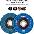 thumbnail image 3 of NEIKO 11142A 10 Pack Zirconia Flap Discs 4-1/2 for Angle Grinder, 40 Grit Flapper Wheel, Angled T29 Grinding Wheel 4.5 Inch Flap Disc, 7/8" Arbor Grinding Disc, Flap Wheel for Wood & Metal Sanding, 3 of 5